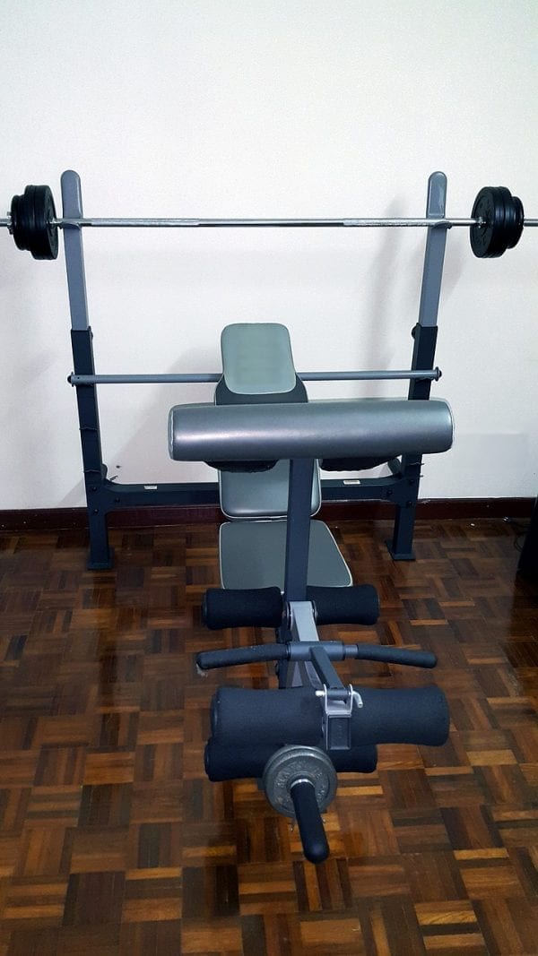 Bench with barbell attachment